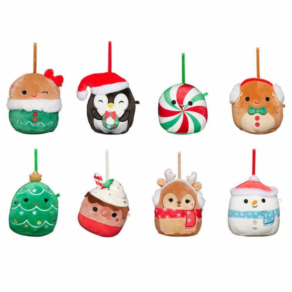New Squishmallow Winter Holiday Collection 8 Pack 4 Inch Plush Ornament Set 2023